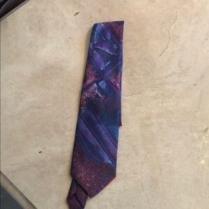 Philippe Longet Men's Purple and Red Abstract Pattern Neck Tie